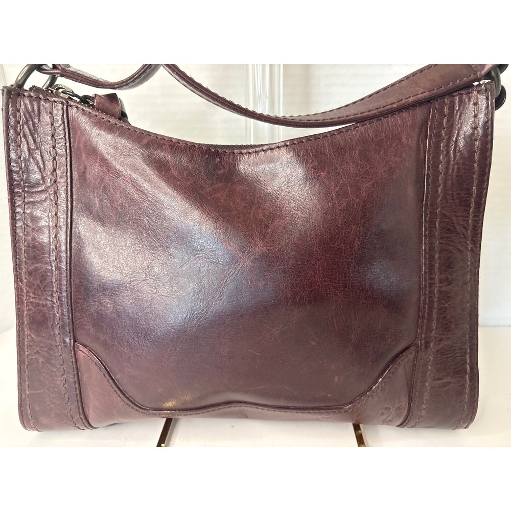 Frye Melissa Crossbody Bag Plum Distressed Leather Zip Shoulder Bag-*pics/note